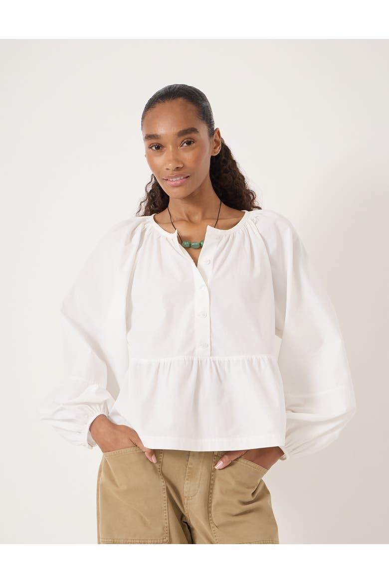 Beck Cotton Peplum Blouse, Main, color, White