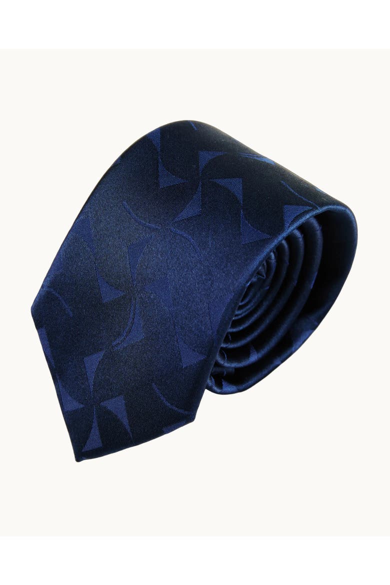 Pinwheel Silk Jacquard Tie, Main, color, Navy