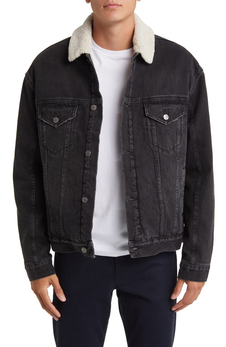Ksubi Oh G Oversize High Pile Fleece Lined Denim Jacket, Main, color,