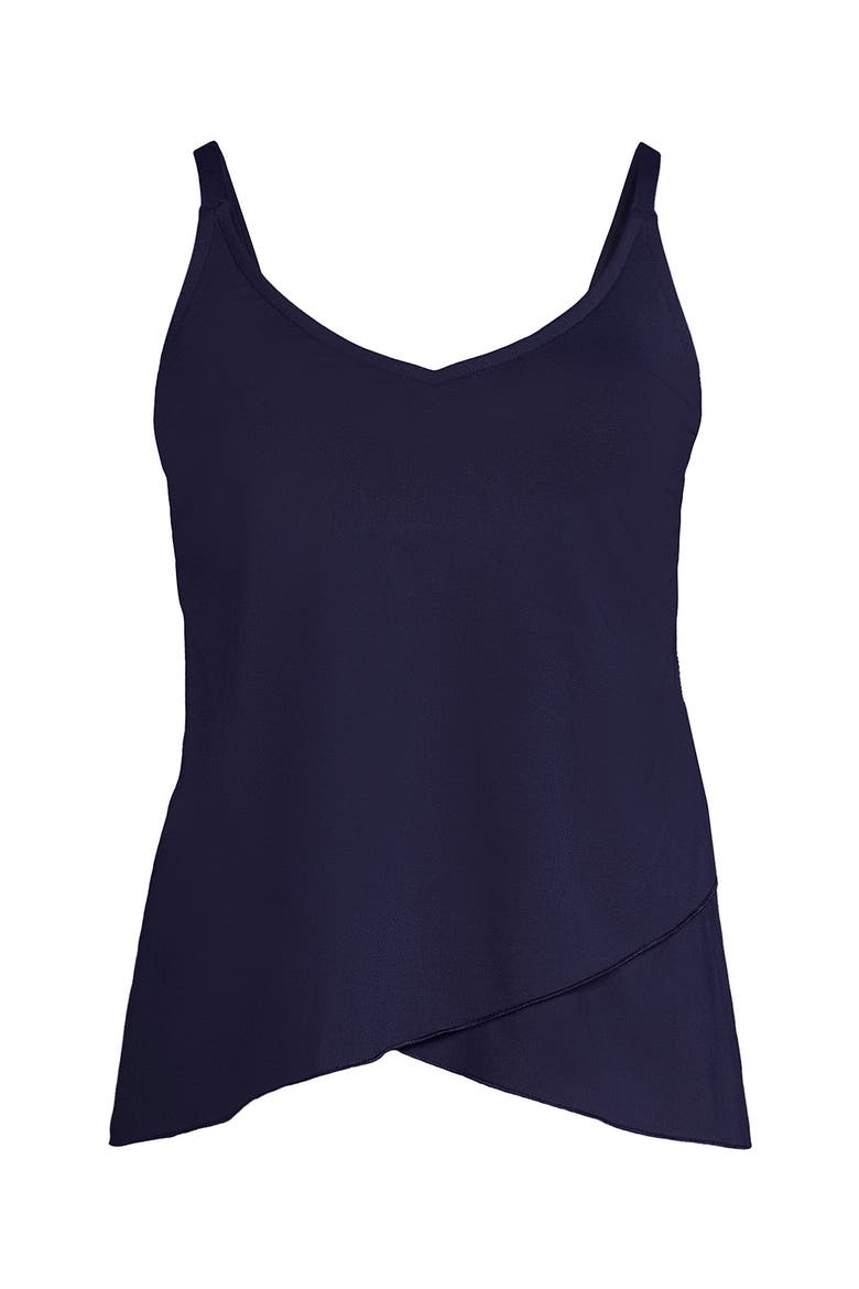 D-Cup Chlorine Resistant V-Neck Tulip Hem Tankini Swimsuit Top with Adjustable Straps, Alternate, color, Deep Sea Navy