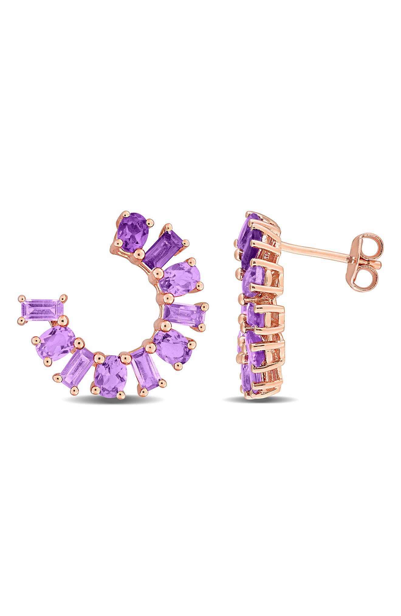 Amethyst Multi Cut J-Hoop Earrings