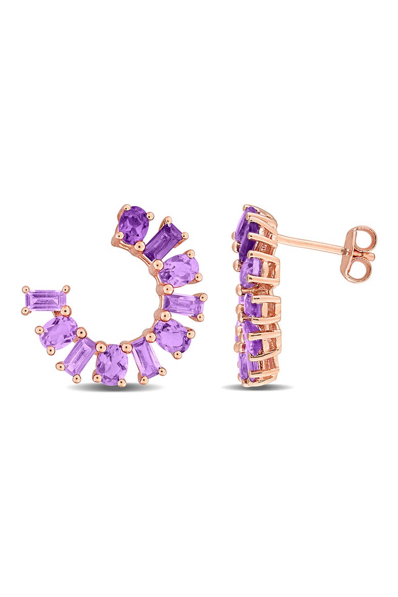 Amethyst Multi Cut J-Hoop Earrings, Main, color, PURPLE