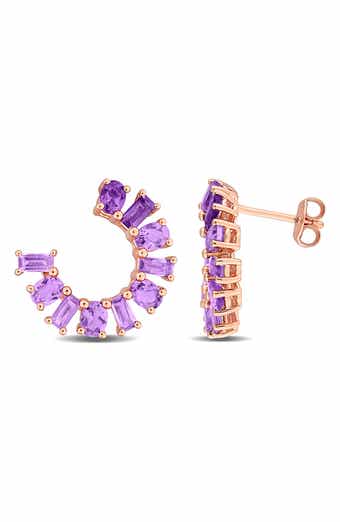 Amethyst Multi Cut J-Hoop Earrings
