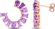 DELMAR Amethyst Multi Cut J-Hoop Earrings
