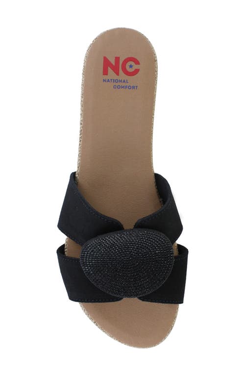 National Comfort Granada Flat Slide Sandal In Black Leather