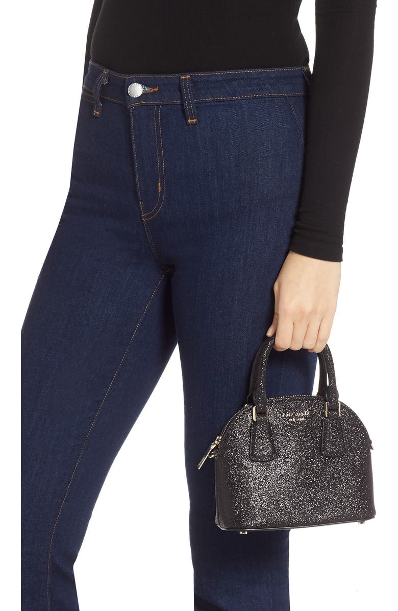 Kate Spade New York mini sylvia glitter dome satchel, Alternate, color,