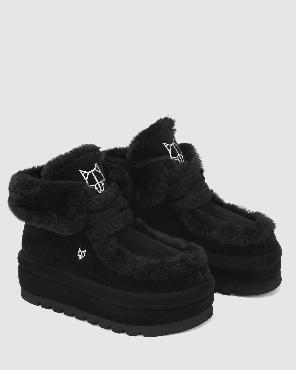 Naked Wolfe Bambi Tan Suede/Shearling, Alternate, color, Black