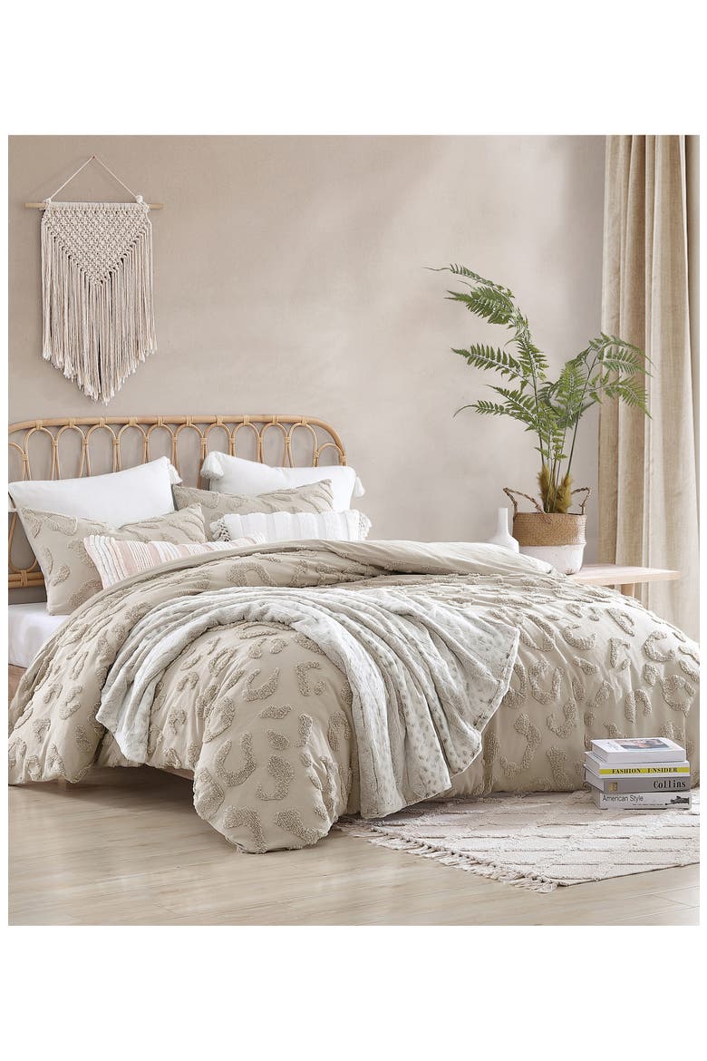Chenille Leopard Duvet Cover & Sham Set, Alternate, color, LINEN