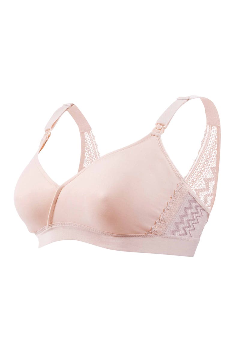 Serena Wireless Lace Nursing Bra, Alternate, color, BLUSH