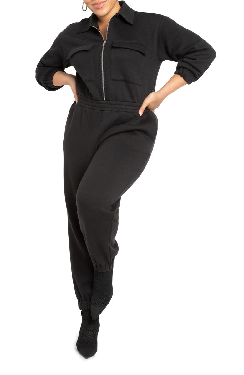 ELOQUII Long Sleeve Jogger Jumpsuit, Main, color,
