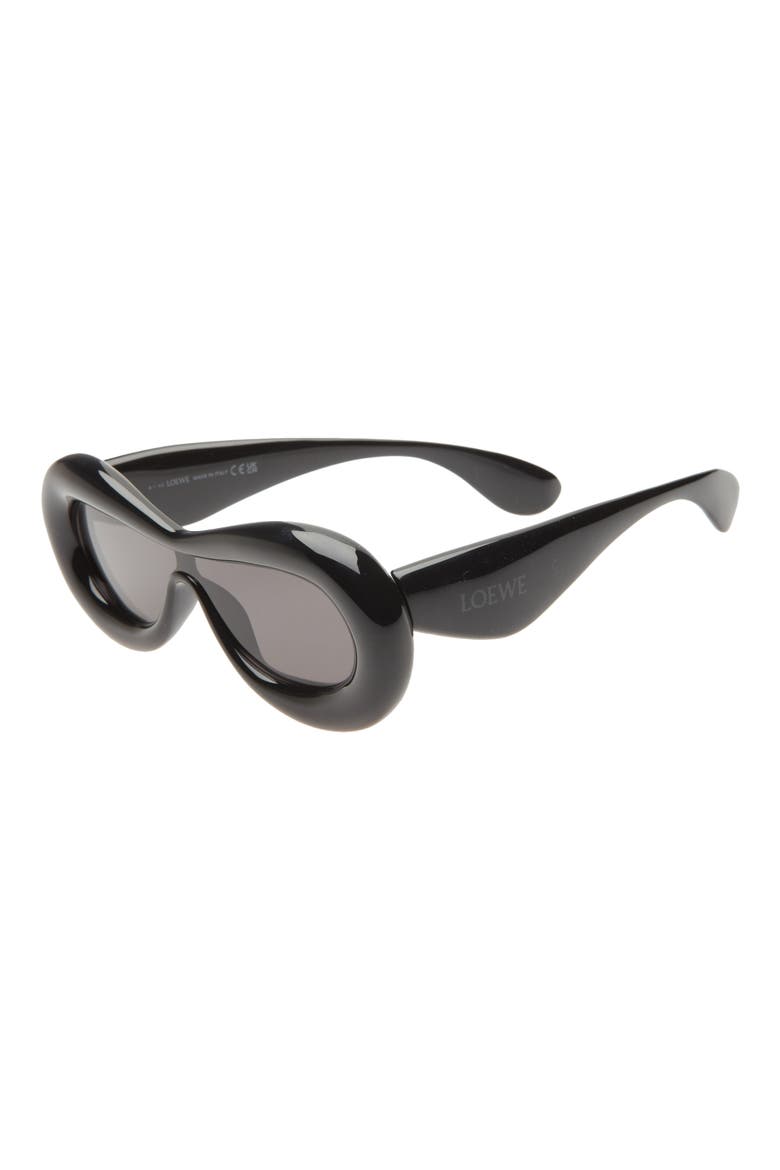 Round Sunglasses, Alternate, color, SHINY BLACK / SMOKE