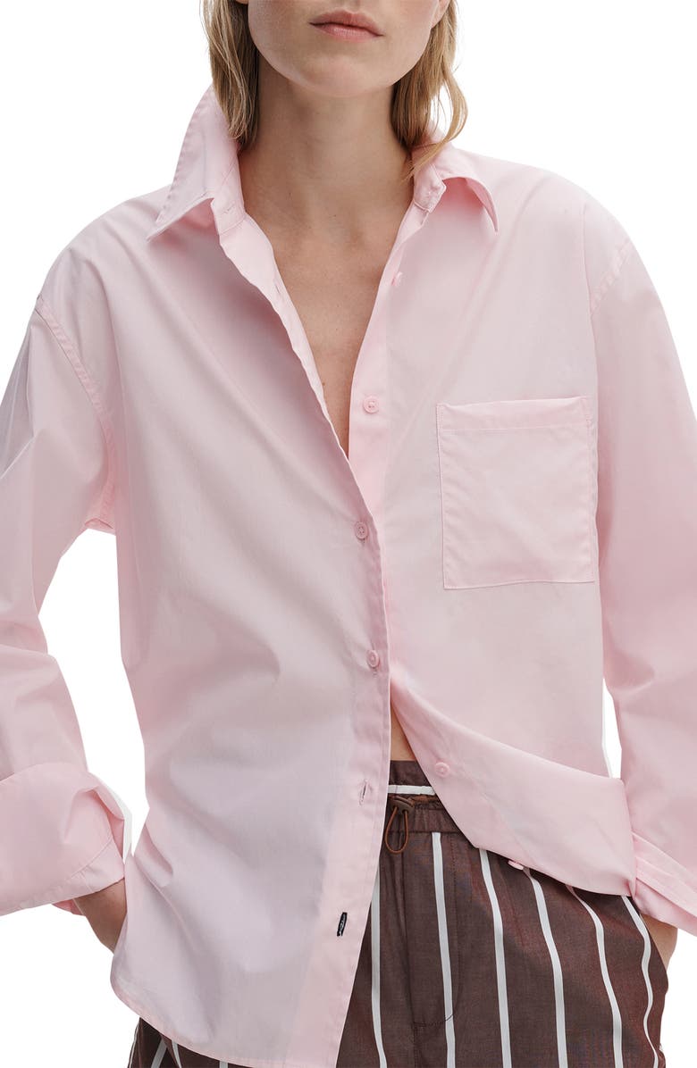 rag & bone Connie Cotton Poplin Button-Up Shirt, Alternate, color, Peony