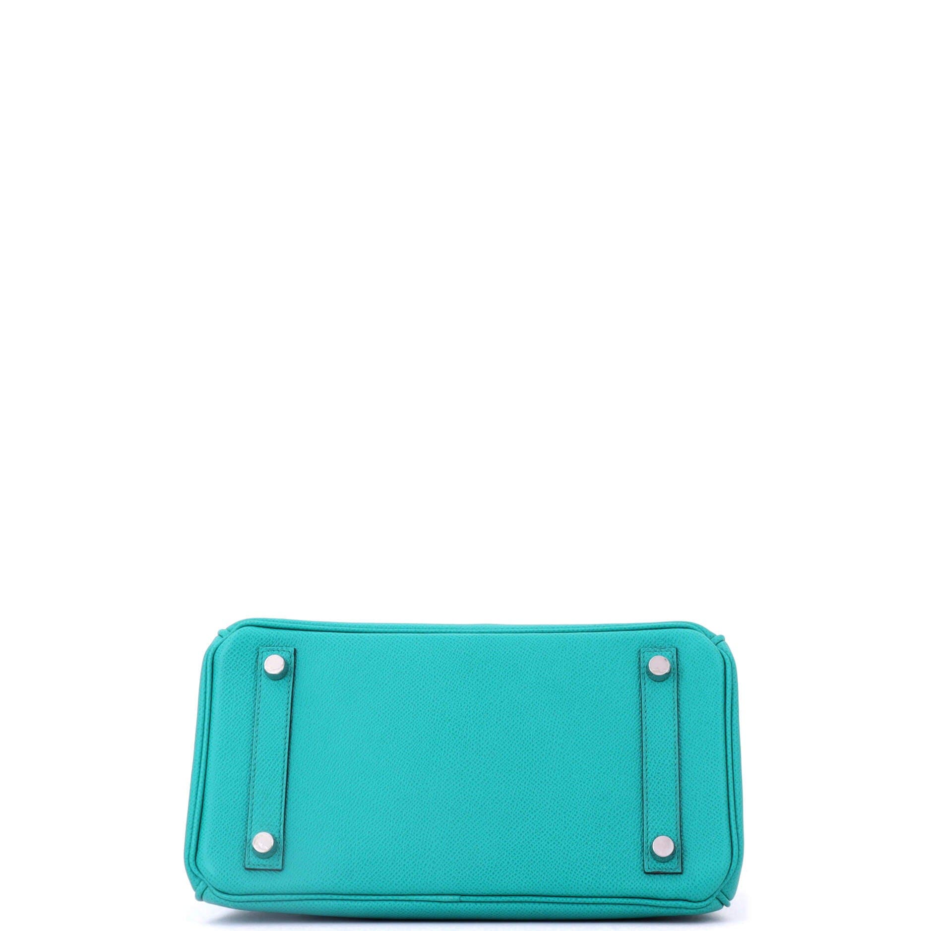 Pre-Owned Hermes Birkin Handbag Blue Epsom with Palladium Hardware 25, Alternate, color, Bleu Paon