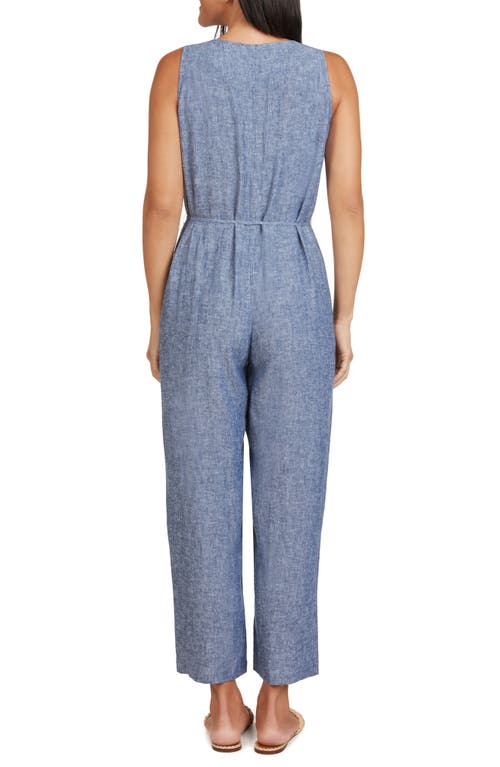 Matty M . Linen Blend Jumpsuit In Blue