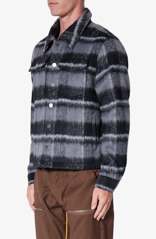 Mnml Textured Stripe Shirt Jacket In Black/grey