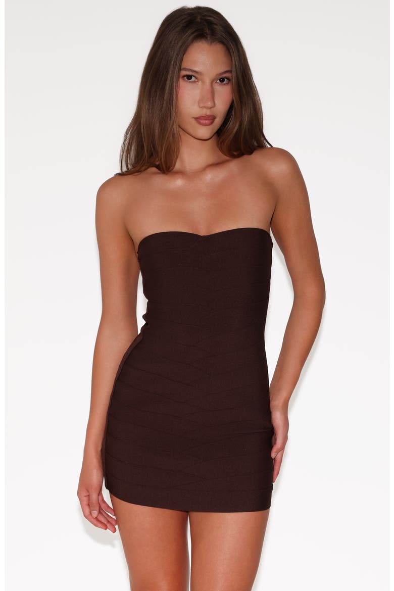 Niya Bandage Body-Con Minidress, Alternate, color, CHOCOLATE