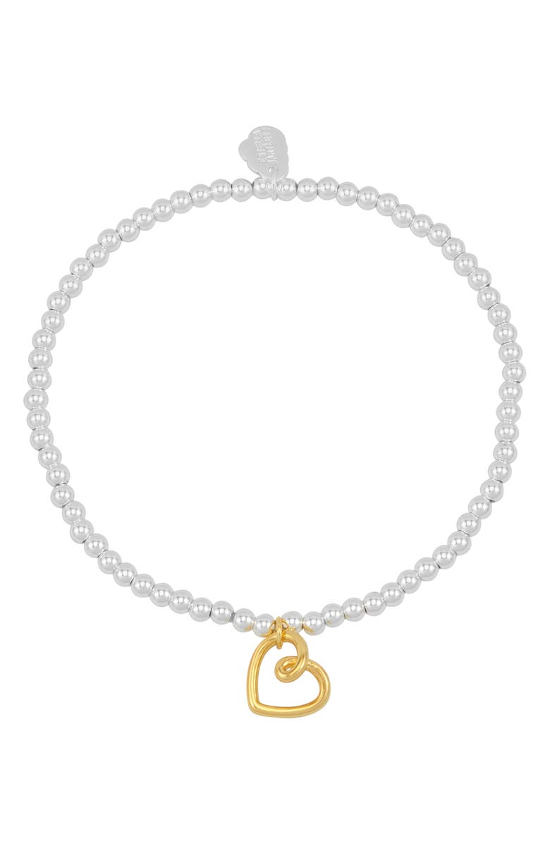 Estella Bartlett Heart Beaded Stretch Bracelet, Alternate, color, Gold And Silver