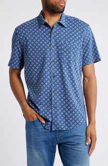 Faherty Print Short Sleeve Cotton Button-Up Shirt