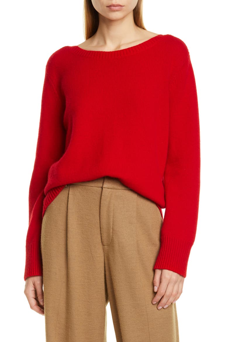 Boat Neck Cashmere Sweater, Main, color, CHERRY RUST