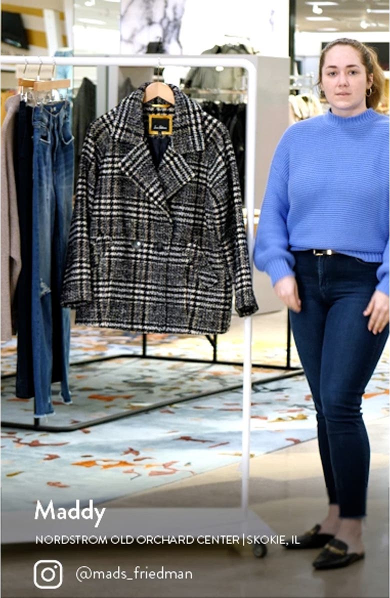 Women's Mixed Plaid Double Breasted Coat, sales video thumbnail