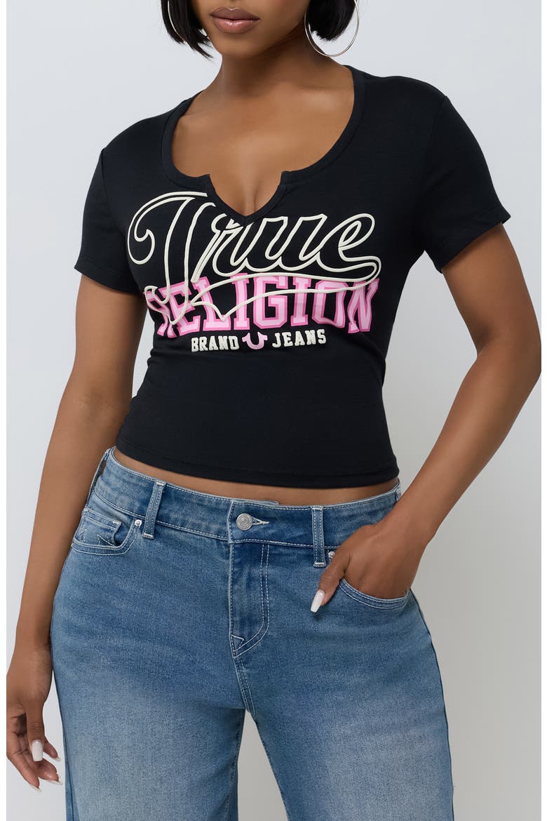 Sporty Notch Graphic Baby T-Shirt, Main, color, JET BLACK