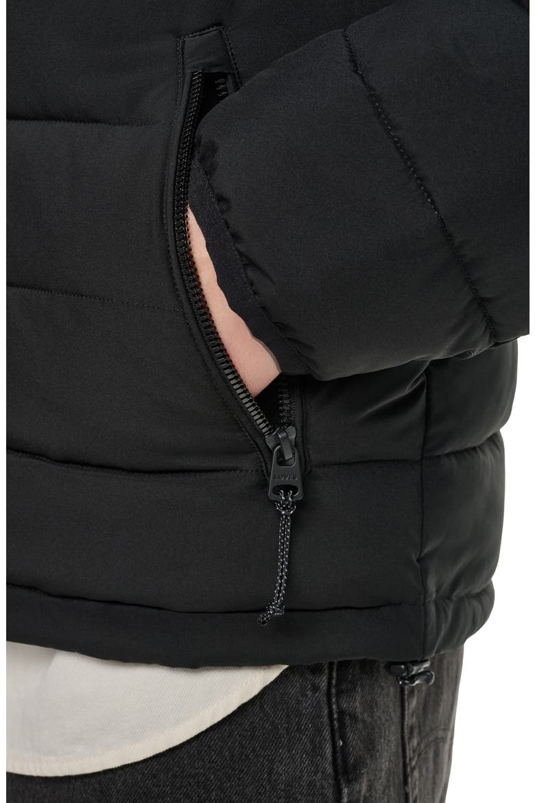 Stand Collar Puffer Jacket, Alternate, color, BLACK