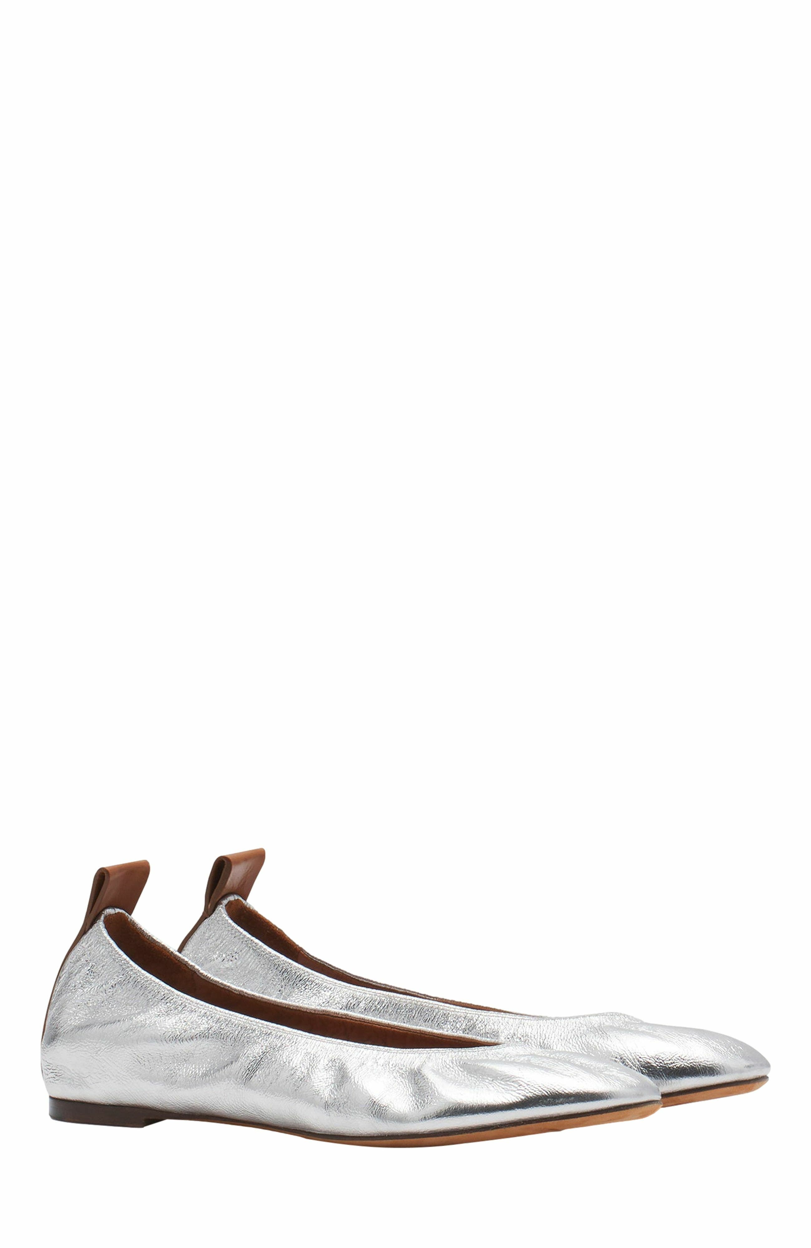 Lanvin The Ballerina Flat In Metallic Leather, Alternate, color, 