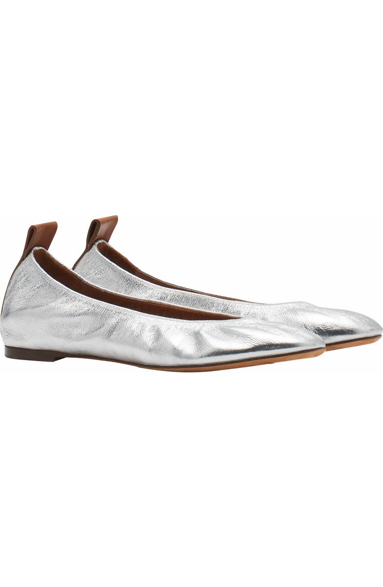Lanvin The Ballerina Flat In Metallic Leather, Alternate, color,