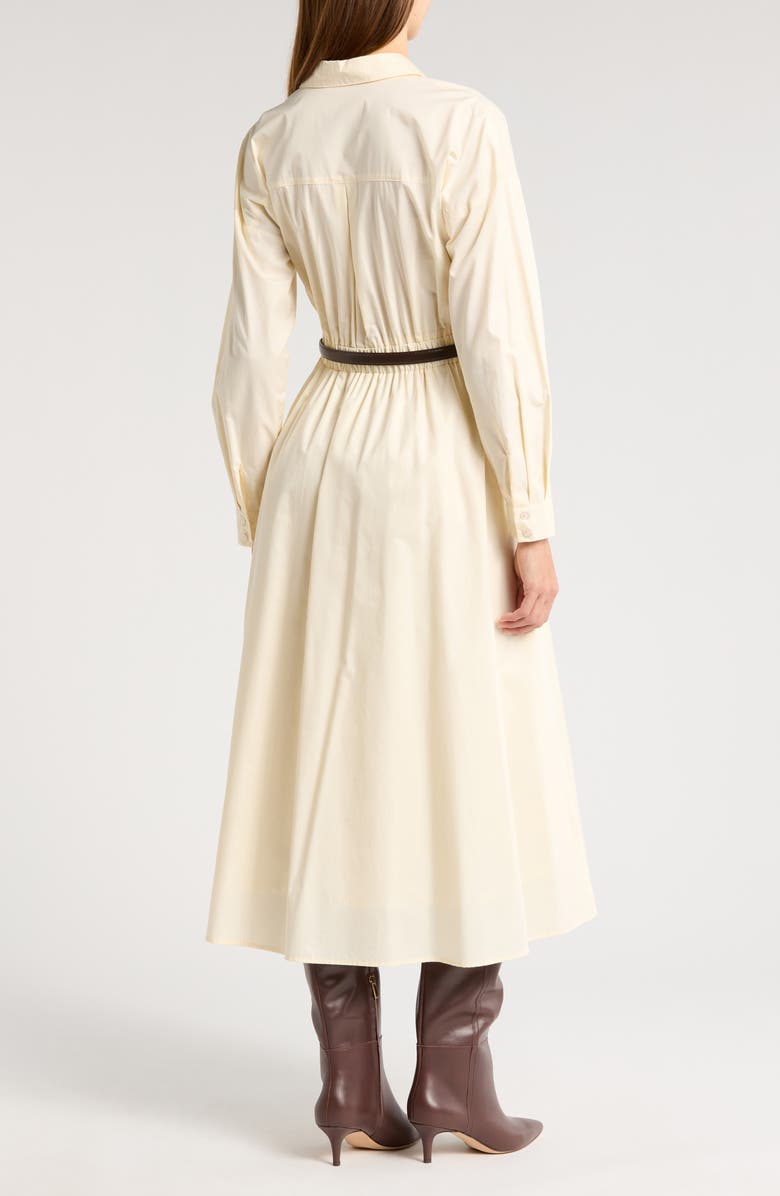 ZOE AND CLAIRE Long Sleeve Belted Midi Shirtdress, Alternate, color, Ecru
