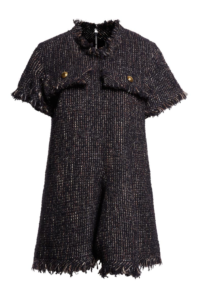 Sacai Short Sleeve Tweed Dress (Women) | Nordstrom