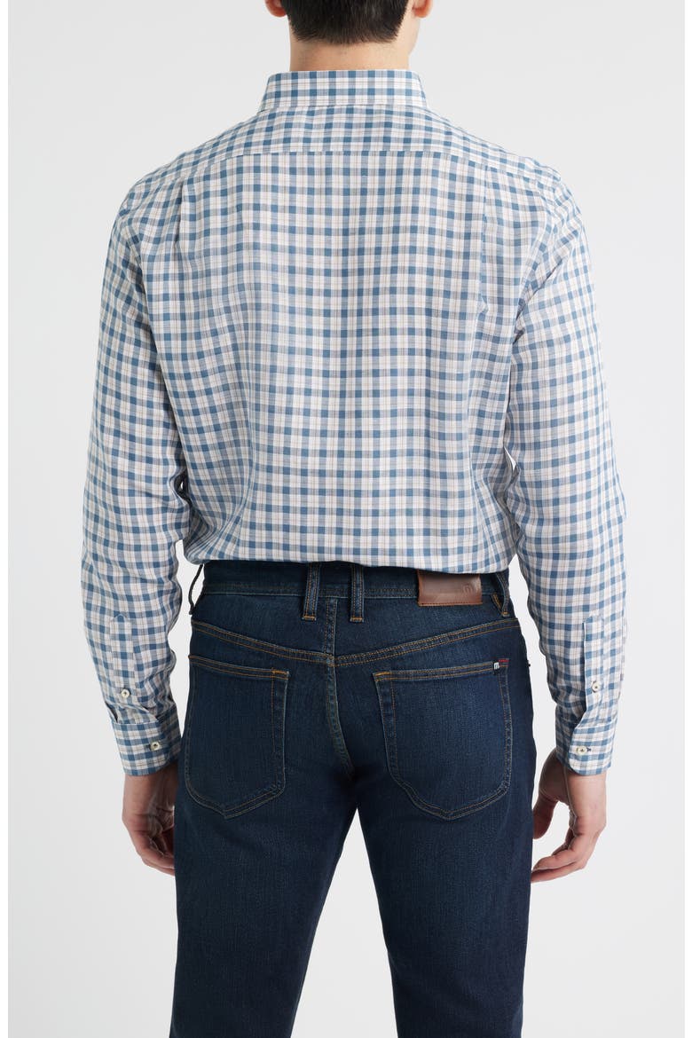 Tad Plaid Linen Blend Button-Up Shirt, Alternate, color, WAKE