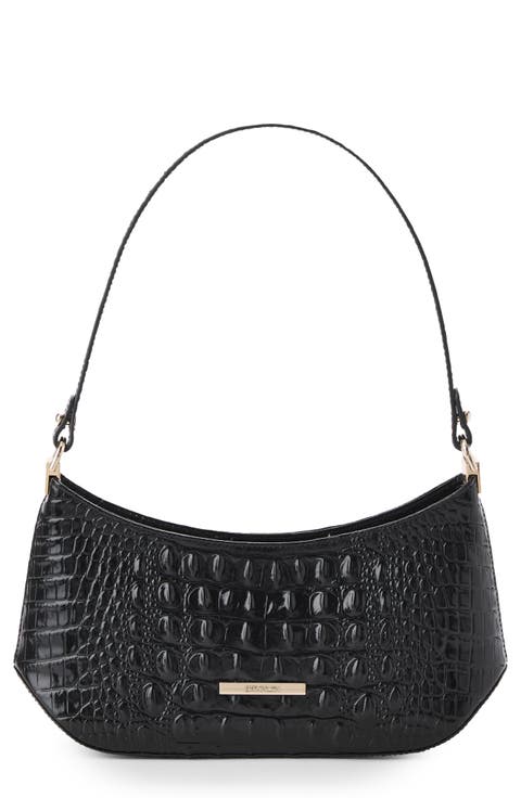 Lilibeth Croc Embossed Leather Shoulder Bag