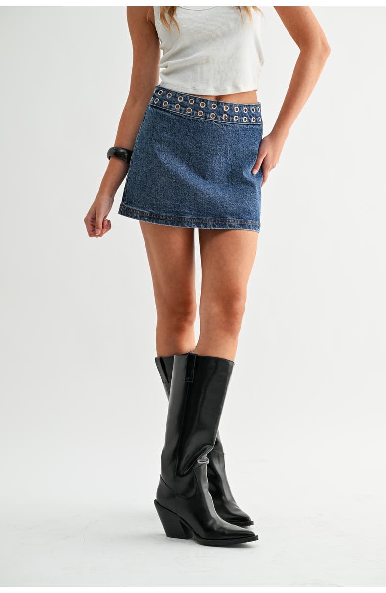 Jemina Denim The Orbit Micro Skirt, Main, color, Medium Wash