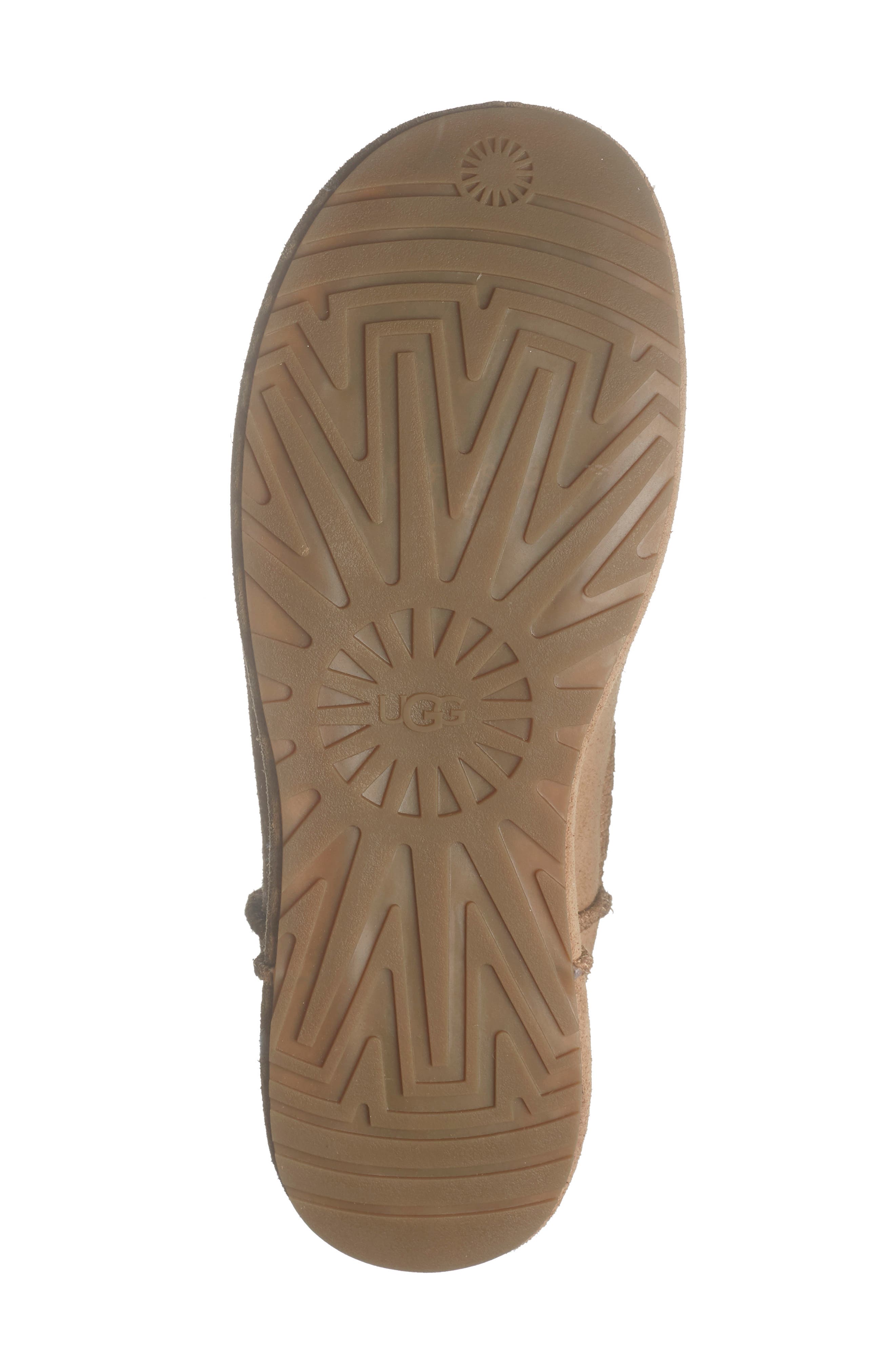 Classic Mini Enwrap Genuine Shearling Leather Boot, Alternate, color, CHESTNUT