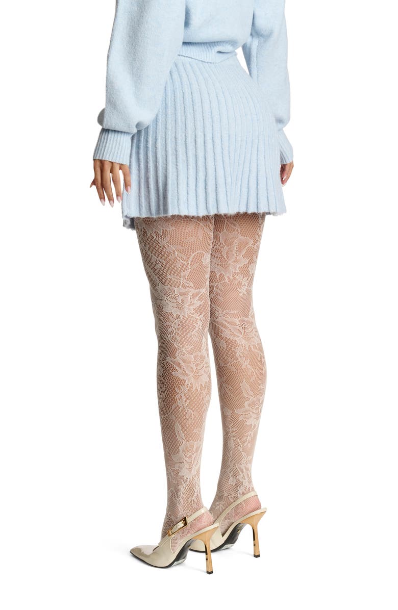 Naked Wardrobe Rib Sweater Flare Miniskirt, Alternate, color, Chambray