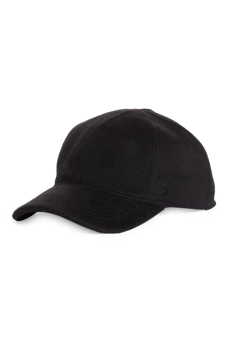 Totême Wool & Cashmere Baseball Cap, Main, color, BLACK