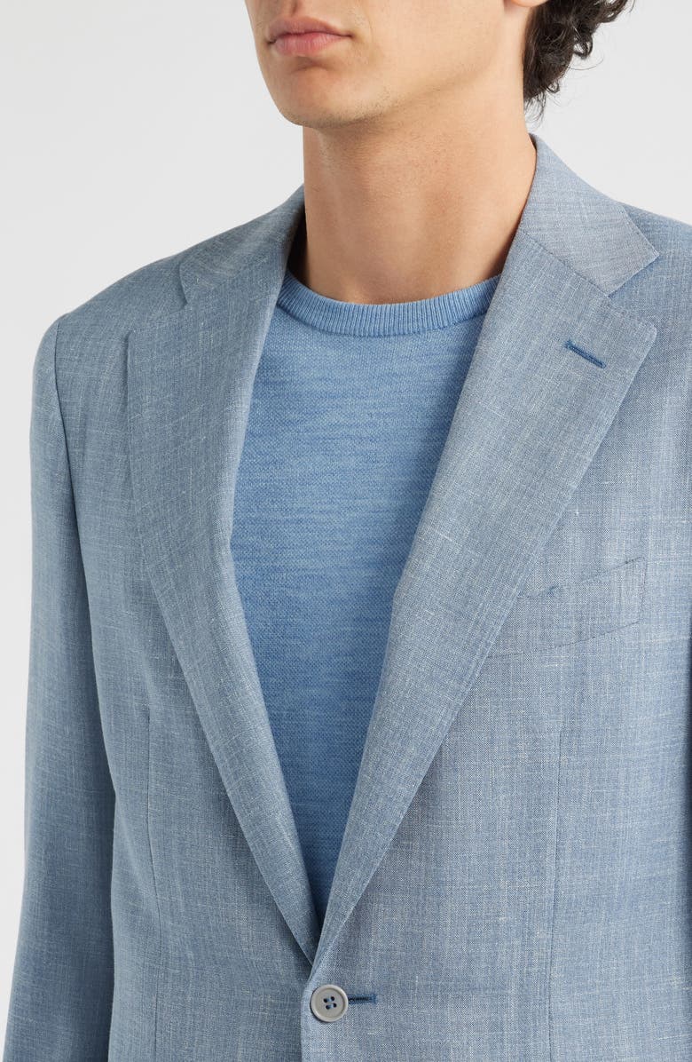 Canali Capri Trim Fit Light Blue Wool Blend Mélange Suit, Alternate, color, Light Blue