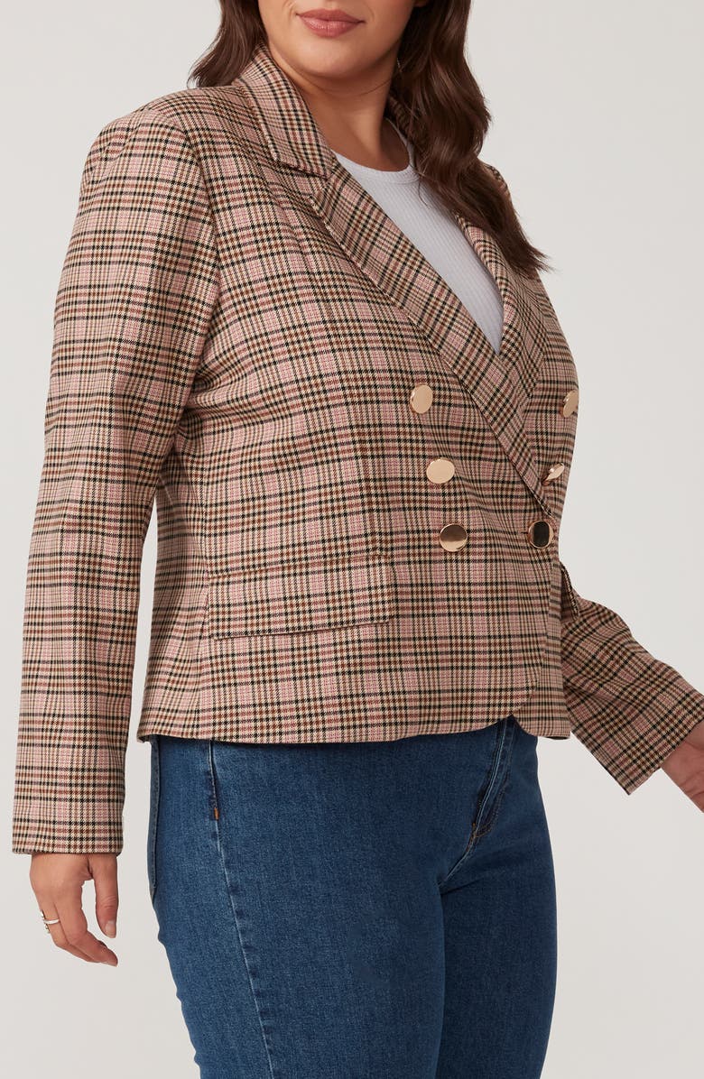 Estelle Penelope Plaid Blazer, Alternate, color, Mocha/ Pink