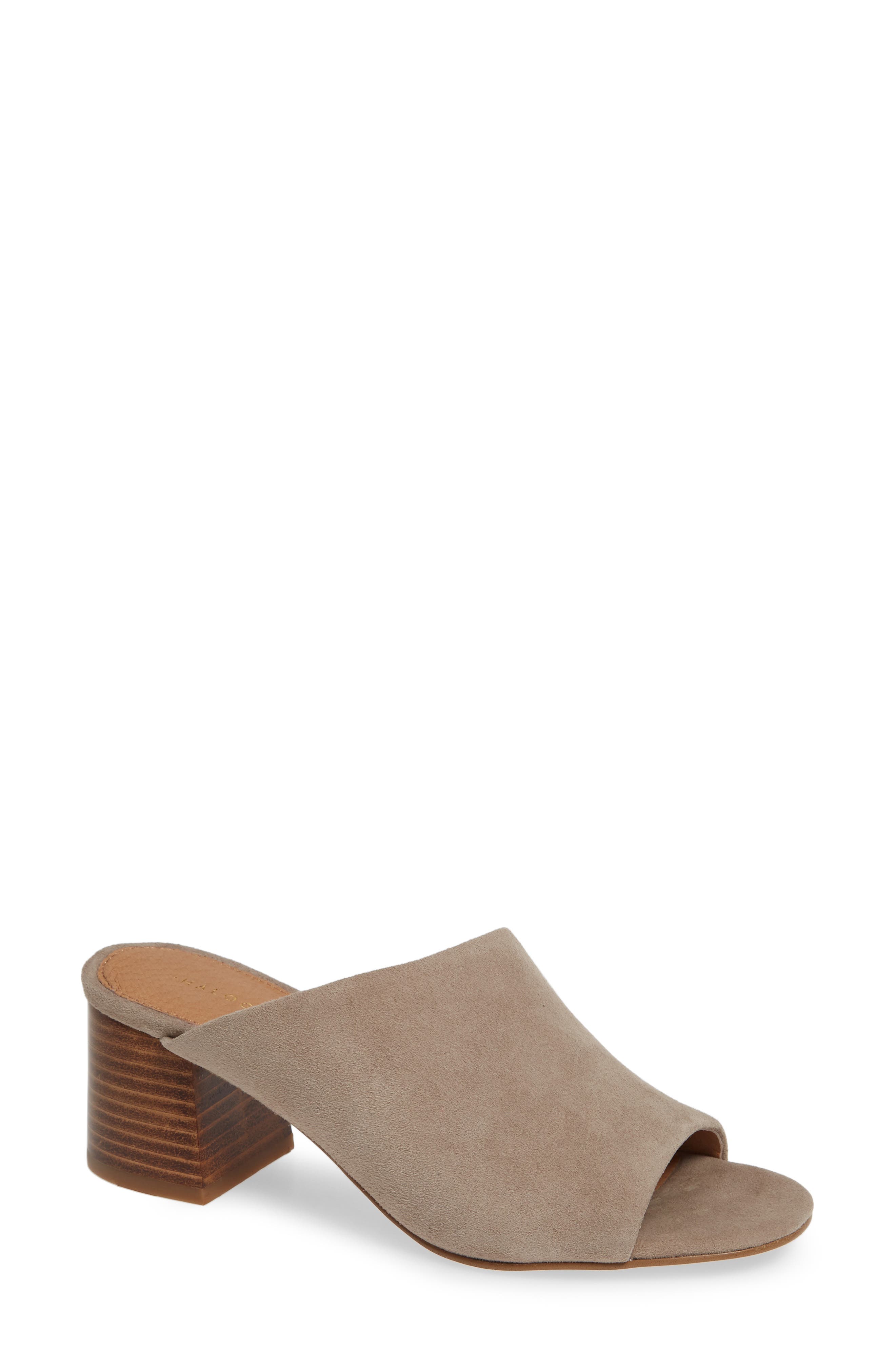 Faye Asymmetrical Slide Sandal, Main, color, STONE SUEDE