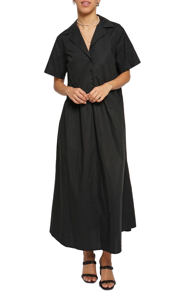 Know One Cares Notch Collar Midi Shirtdress, Main, color,