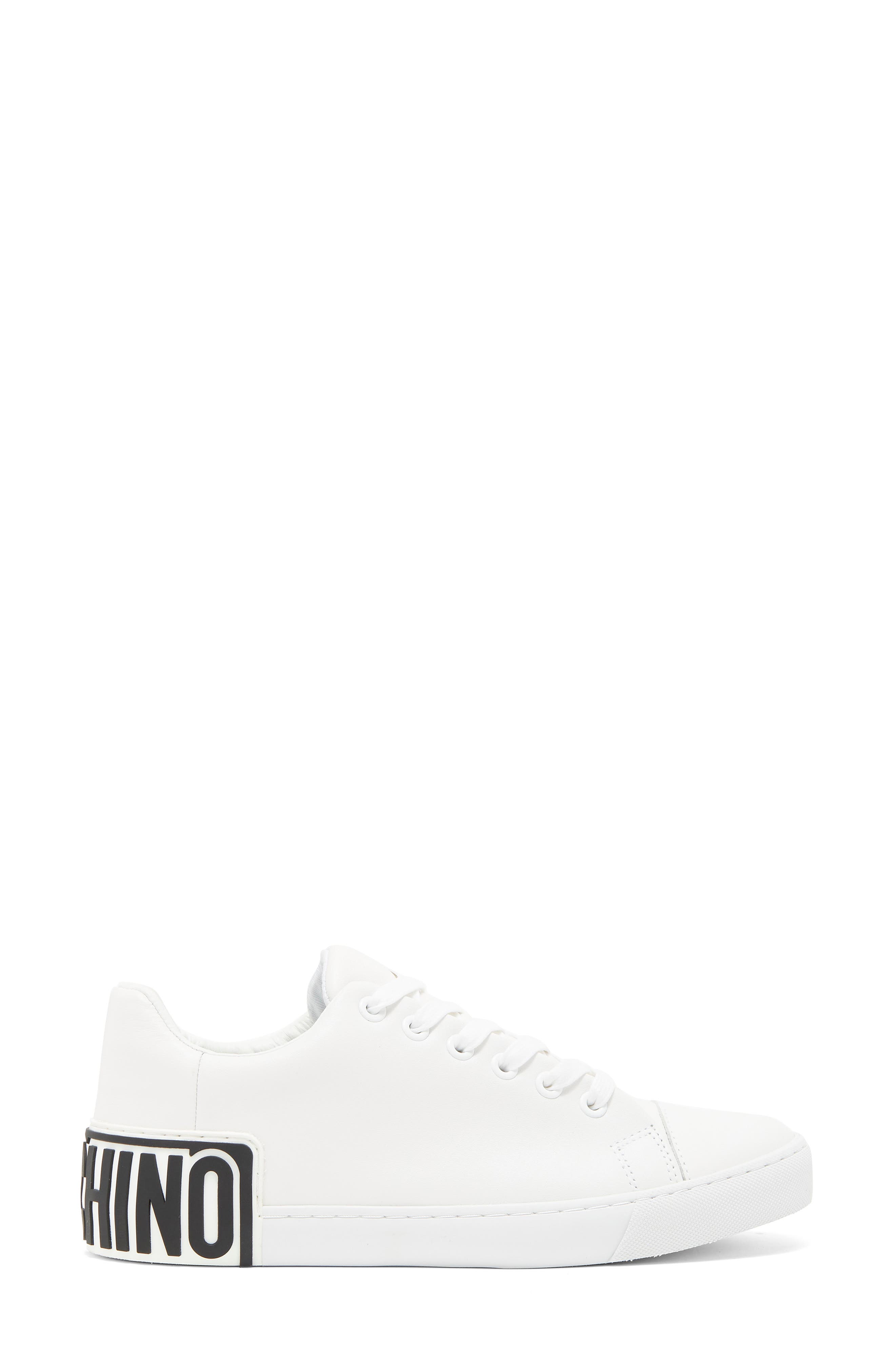 Moschino Logo Back Sneaker, Alternate, color, 