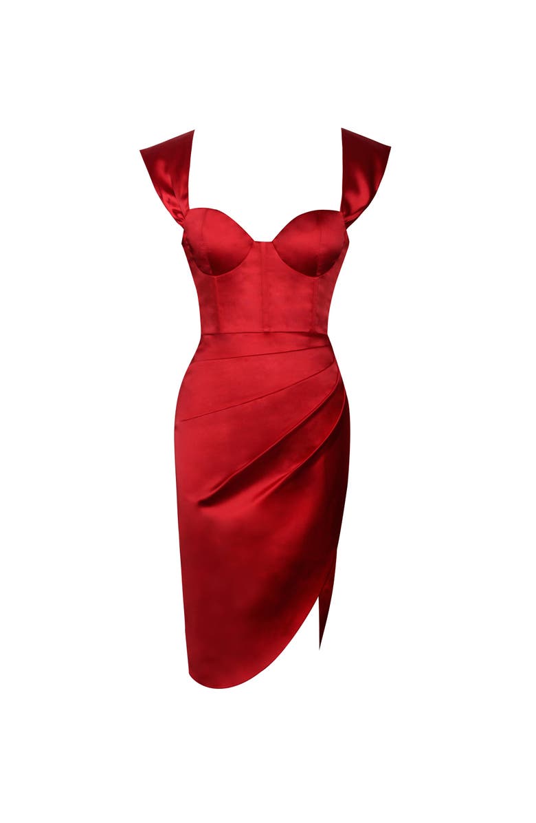 Miss Circle Hedy Satin Corset Dress, Alternate, color, Red
