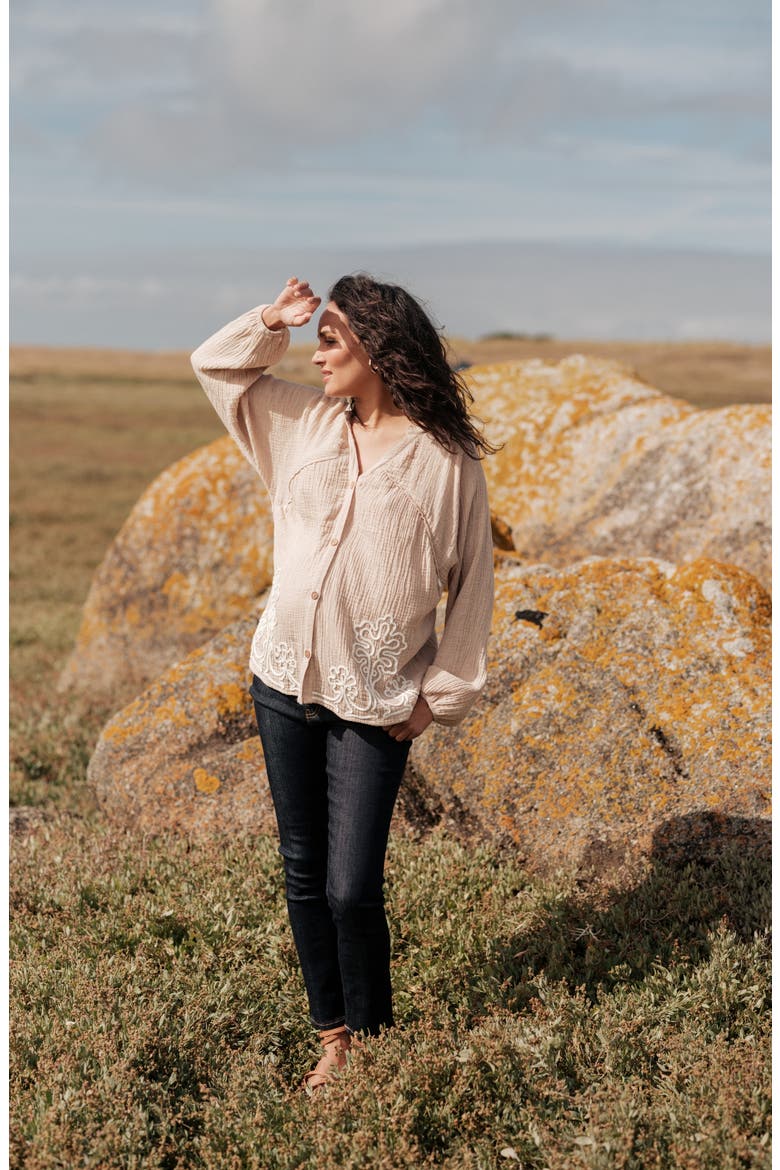Maternity and Nursing Blouse Sarah, Alternate, color, Beige
