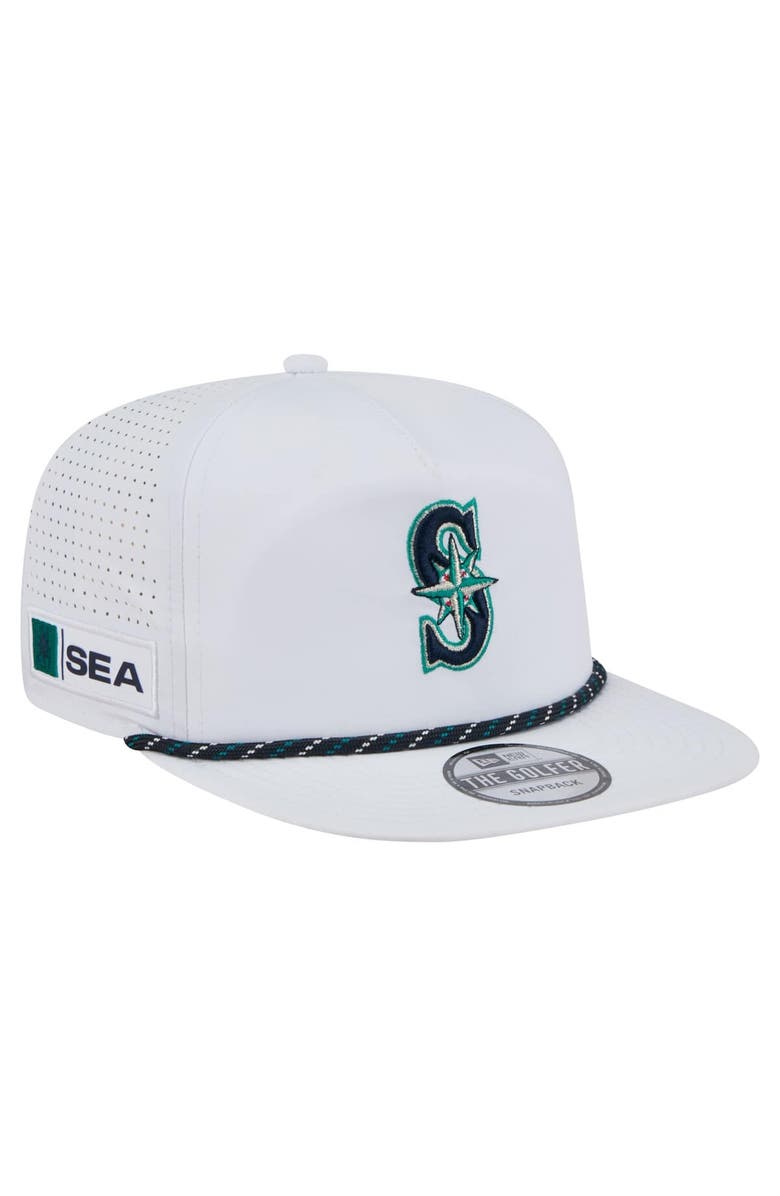 New Era Men's New Era White Seattle Mariners Perforated Golfer Snapback Hat, Main, color,