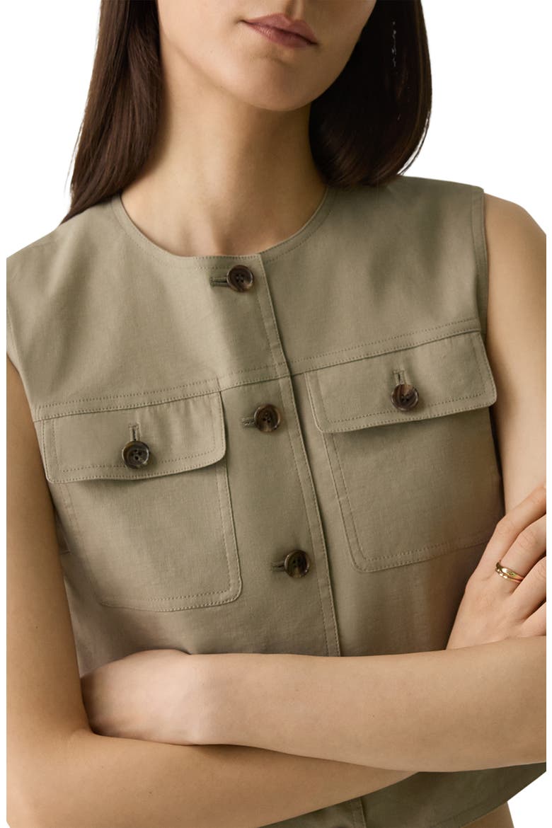 Linen Blend Trucker Vest, Alternate, color, SOFT TAUPE