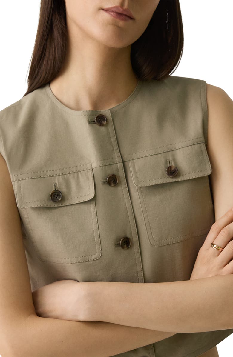 Theory Linen Blend Trucker Vest, Alternate, color, 