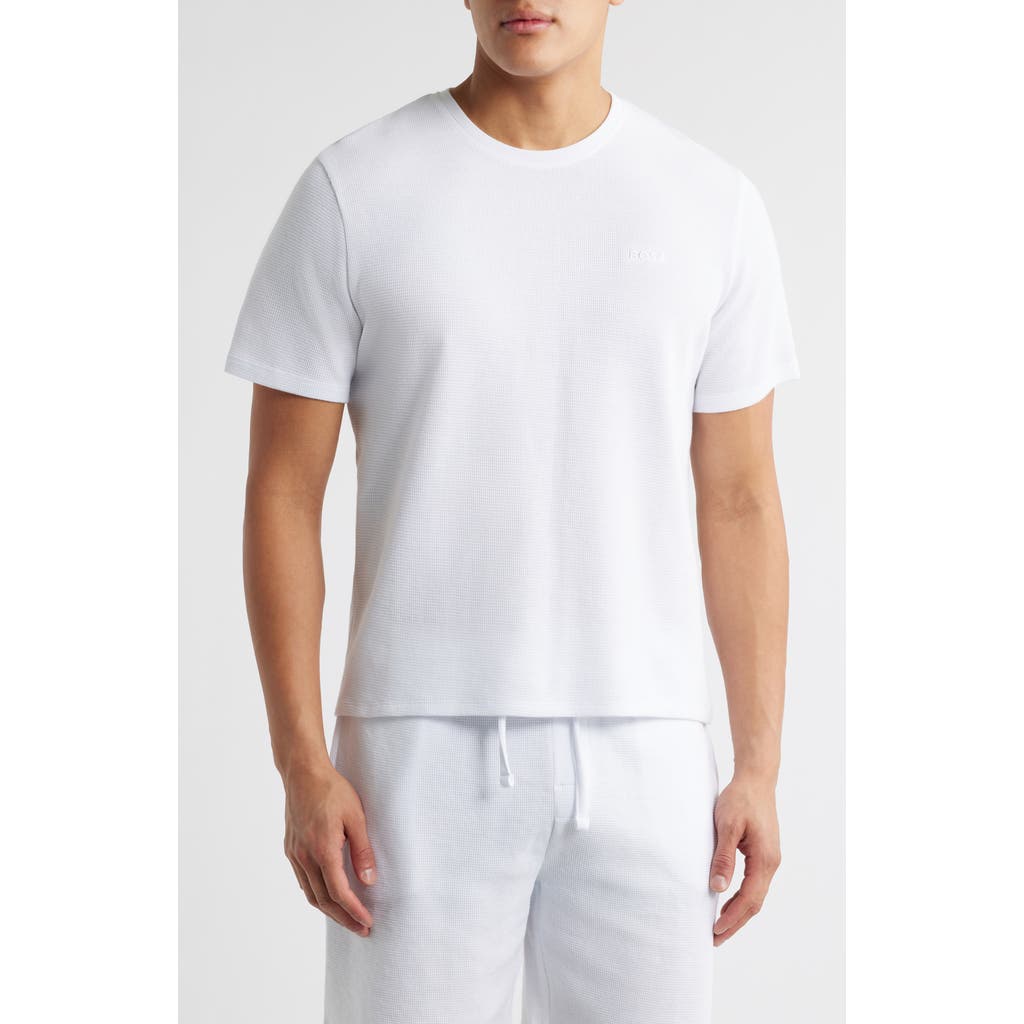 Hugo Boss Cotton-terry T-shirt With Embroidered Logo In White