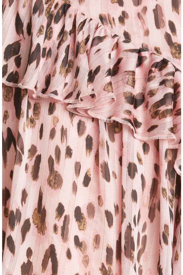 Heidi Leopard Metallic Ruffle Chiffon Miniskirt, Alternate, color, PINK MULTI