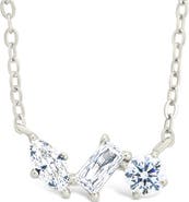 Sterling Forever Trio Cut Cubic Zirconia Pendant Necklace