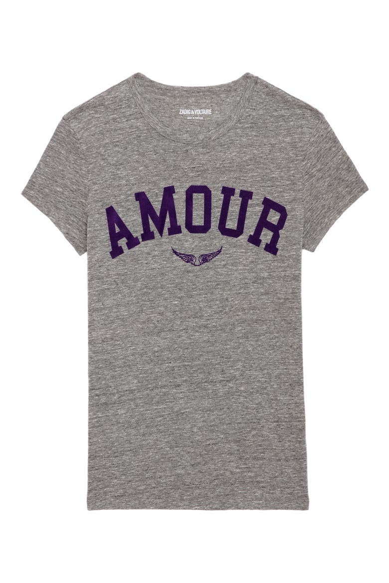 Flamme Amour Cotton Blend T-Shirt, Alternate, color, GRIS CHINE